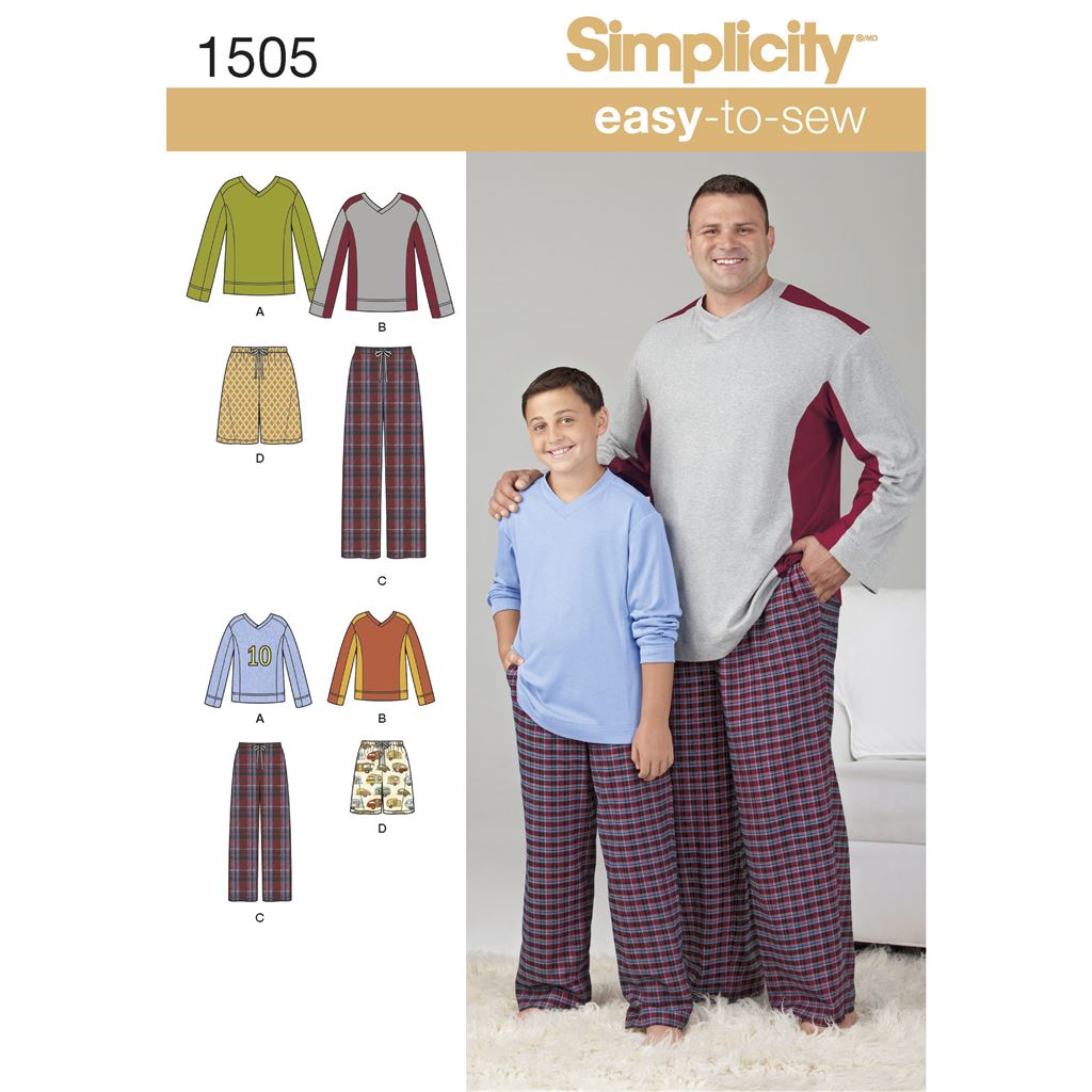 Simplicity Pattern 1505 Husky Boys and Big and Tall Mens Tops and Trousers Image 1 From Patternsandplains.com