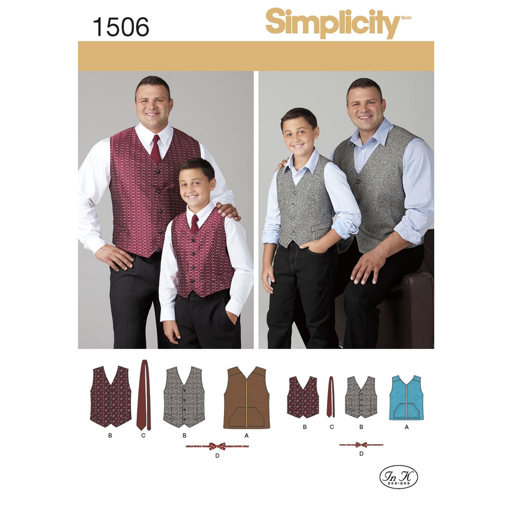 Simplicity Pattern 1506 Husky Boys and Big and Tall Mens Vests Image 1 From Patternsandplains.com