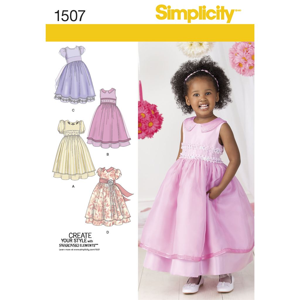 Simplicity Pattern 1507 Toddlers and Childs Special Occasion Dress Image 1 From Patternsandplains.com