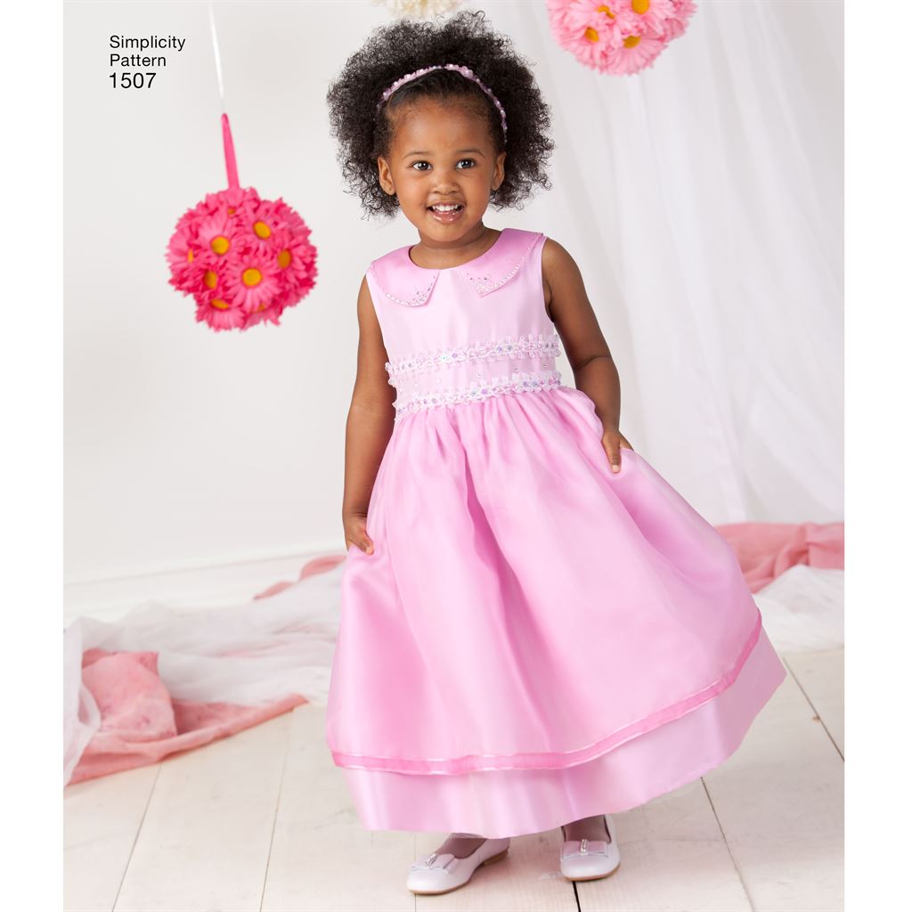 Simplicity Pattern 1507 Toddlers and Childs Special Occasion Dress Image 1 From Patternsandplains.com