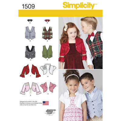 Simplicity Pattern 1509 Childs Vest Bolero and Bow Tie Image 1 From Patternsandplains.com
