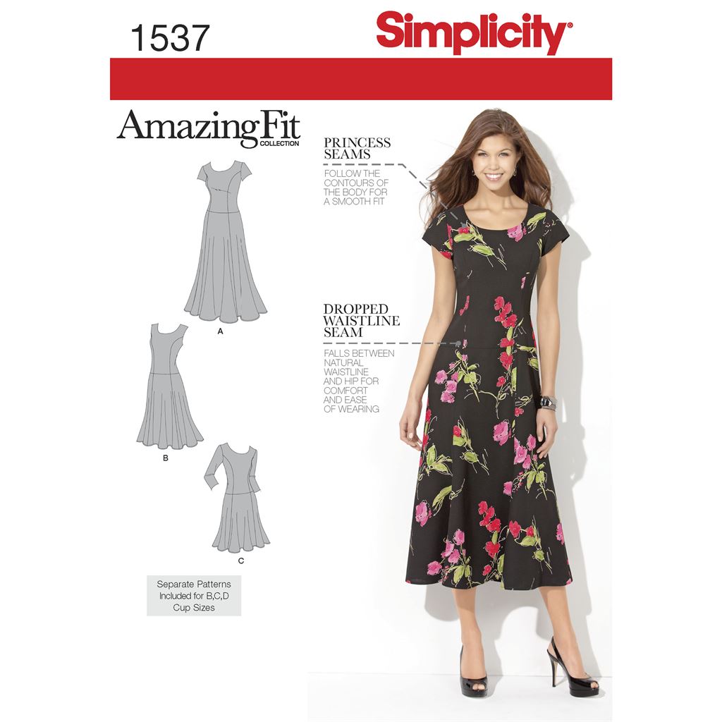 Simplicity Pattern 1537 Womens and Plus Size Amazing Fit Dress Image 1 From Patternsandplains.com