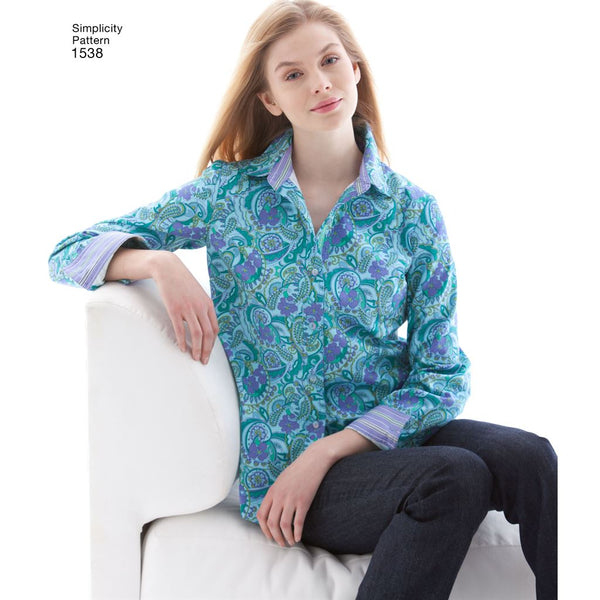 Simplicity Pattern 1538 Women's Button Front Shirt sizes 6 - 22 ...