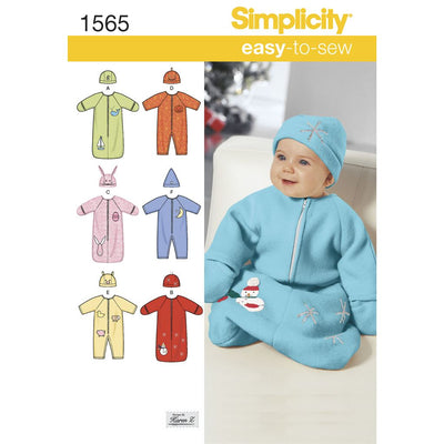 Simplicity Pattern 1565 Babies Bunting Romper and Hats Image 1 From Patternsandplains.com
