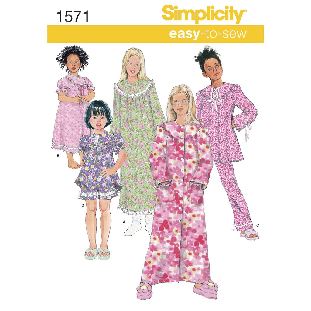 Simplicity Pattern 1571 Childs and Girls Loungewear Separates Image 1 From Patternsandplains.com