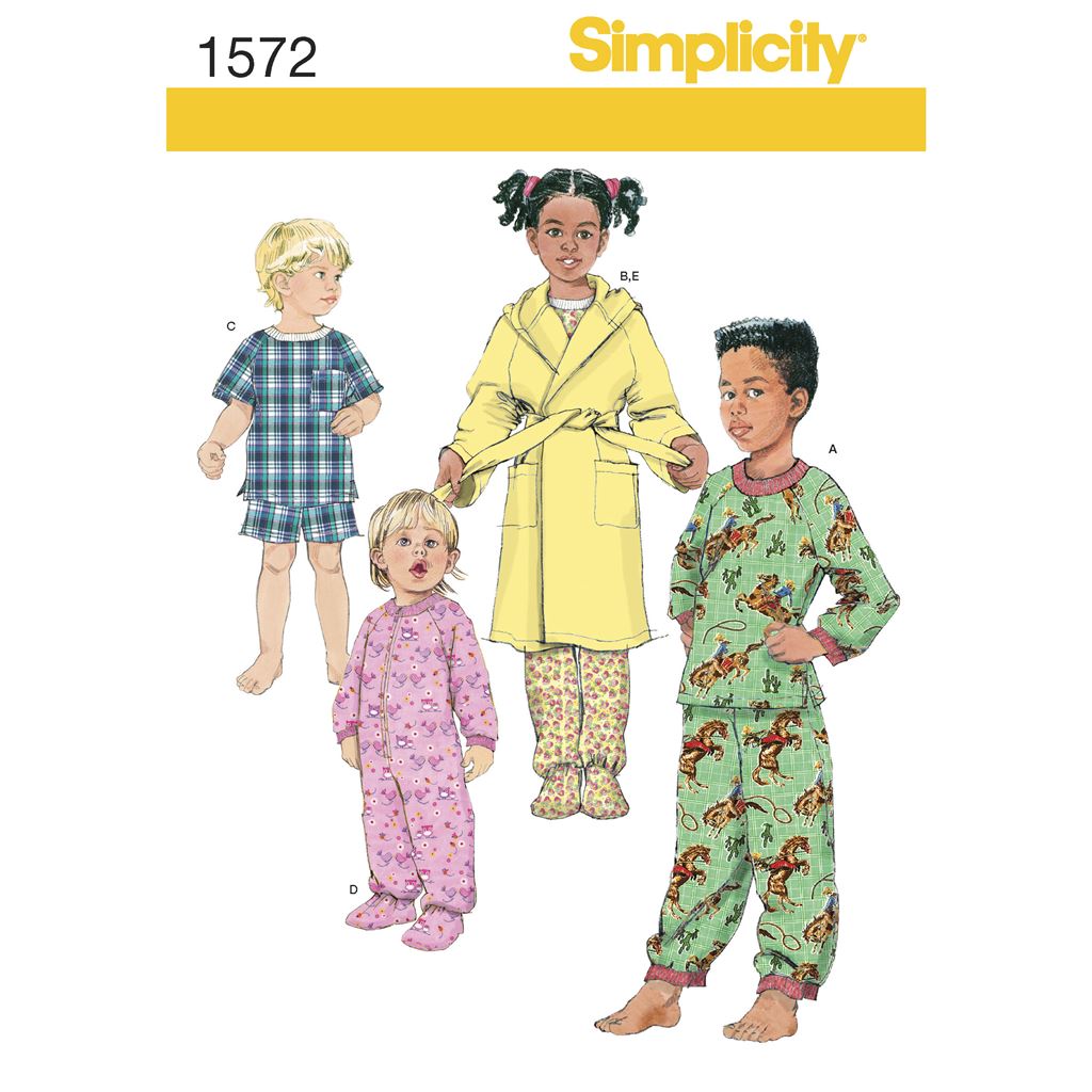 Simplicity Pattern 1572 Toddlers and Childs Sleepwear and Robe Image 1 From Patternsandplains.com