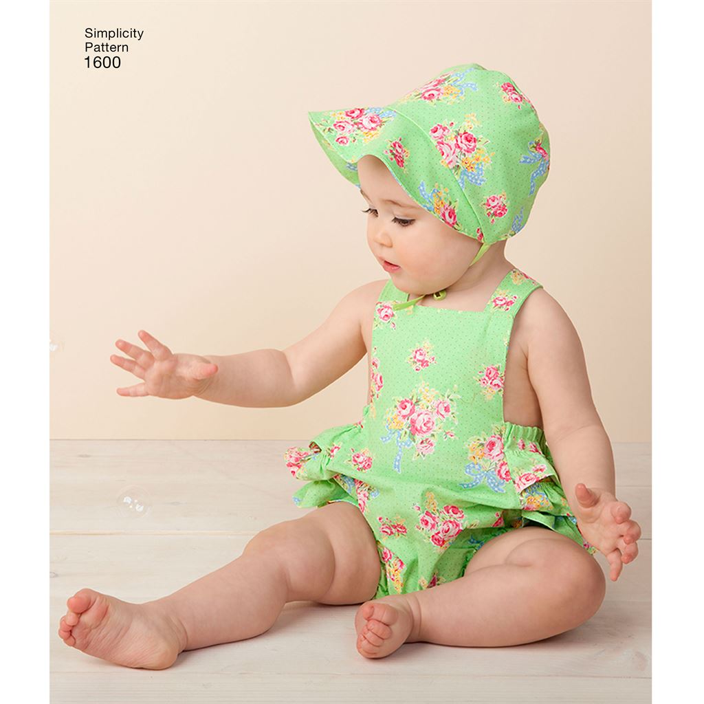 Simplicity Pattern 1600 Babies Vintage Romper Set Image 1 From Patternsandplains.com