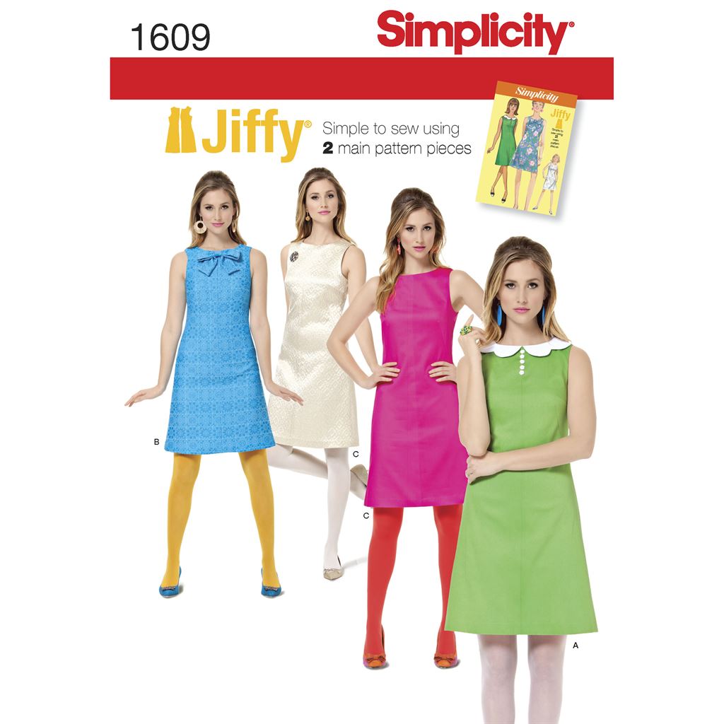 Simplicity Pattern 1609 Women's Jiffy 1960's Vintage Dress - Patterns and Plains Simplicity Pattern 1609 Women's Jiffy 1960's Vintage Dress - Patterns and Plains