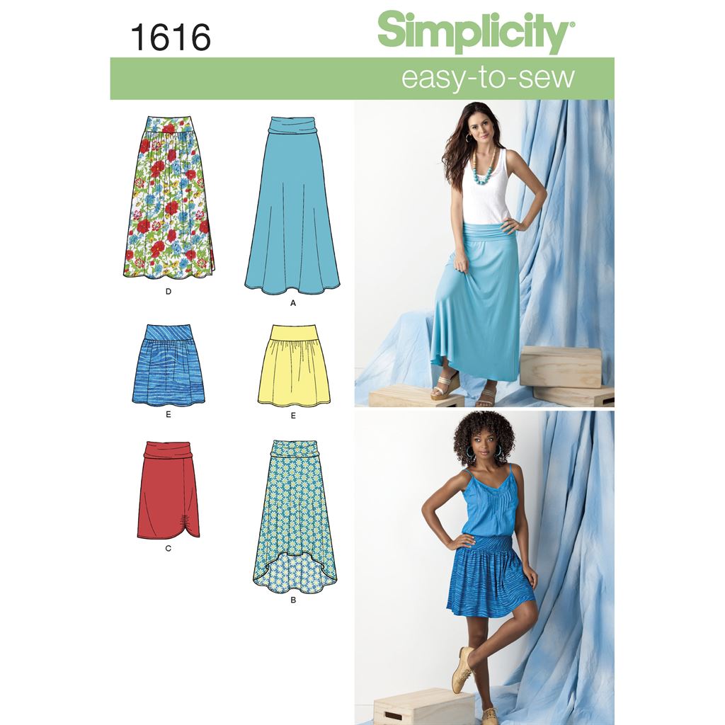 Simplicity Pattern 1616 Womens Knit or Woven Skirts Image 1 From Patternsandplains.com
