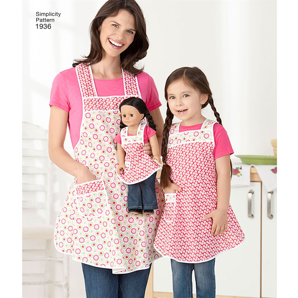 Simplicity Pattern 1936 Childs and Womens Aprons Image 1 From Patternsandplains.com