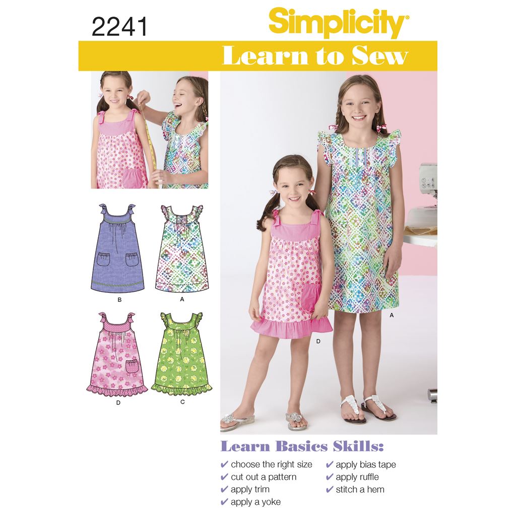 Simplicity Pattern 2241 Learn to Sew Childs and Girls Dresses Image 1 From Patternsandplains.com