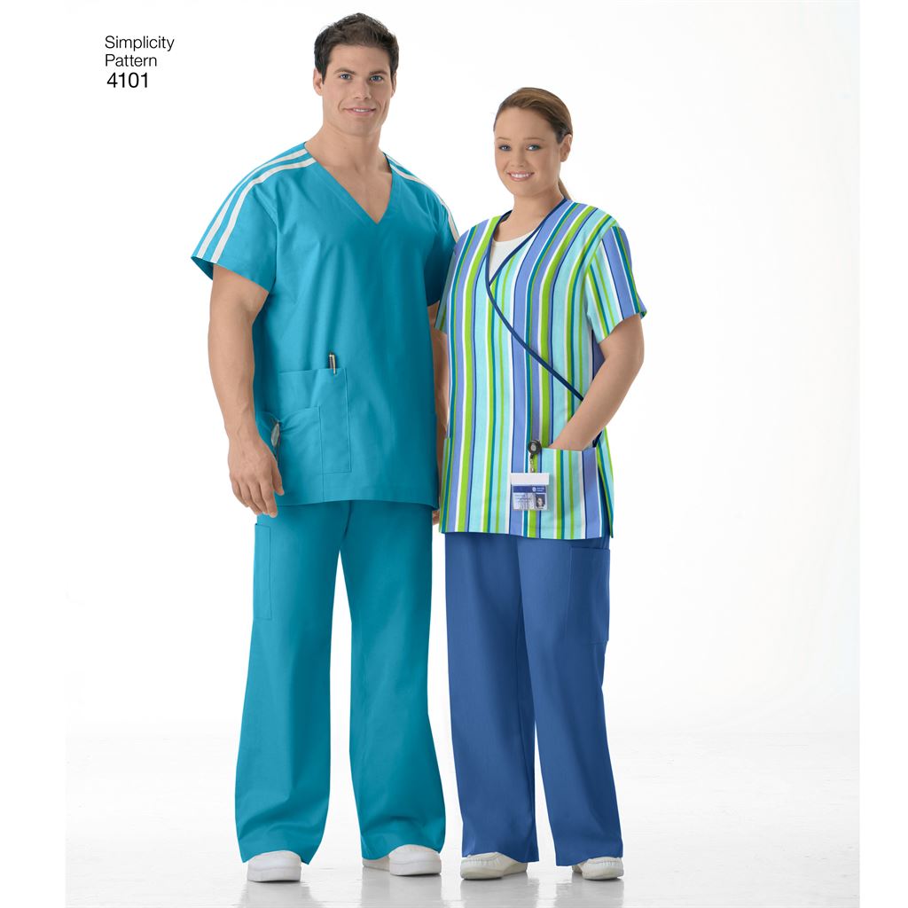 Simplicity Pattern 4101 Womens and Mens Plus Size Scrubs Image 1 From Patternsandplains.com