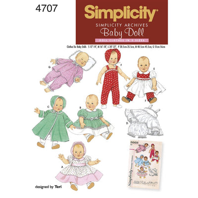 Simplicity Pattern 4707 Doll Clothes Image 1 From Patternsandplains.com