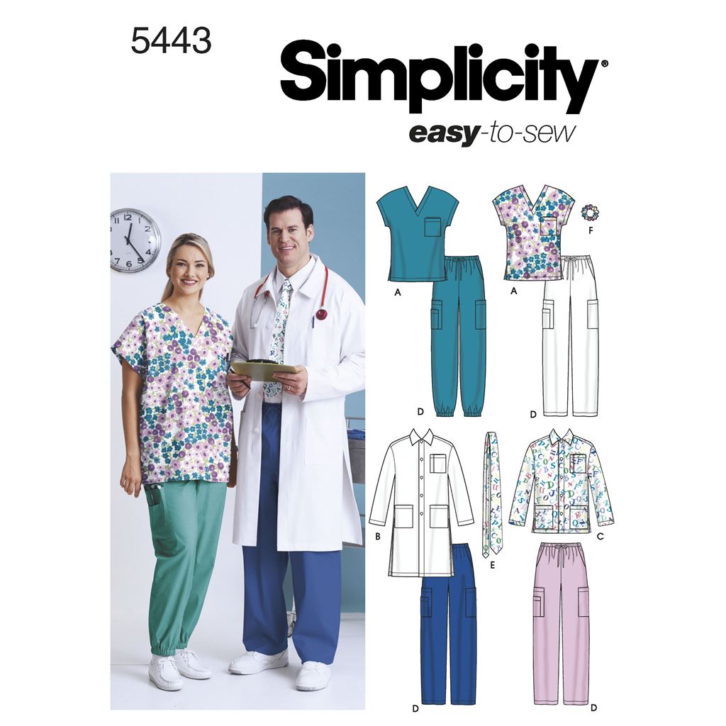 Simplicity Pattern 5443 Womens and Mens Plus Size Scrubs Image 1 From Patternsandplains.com