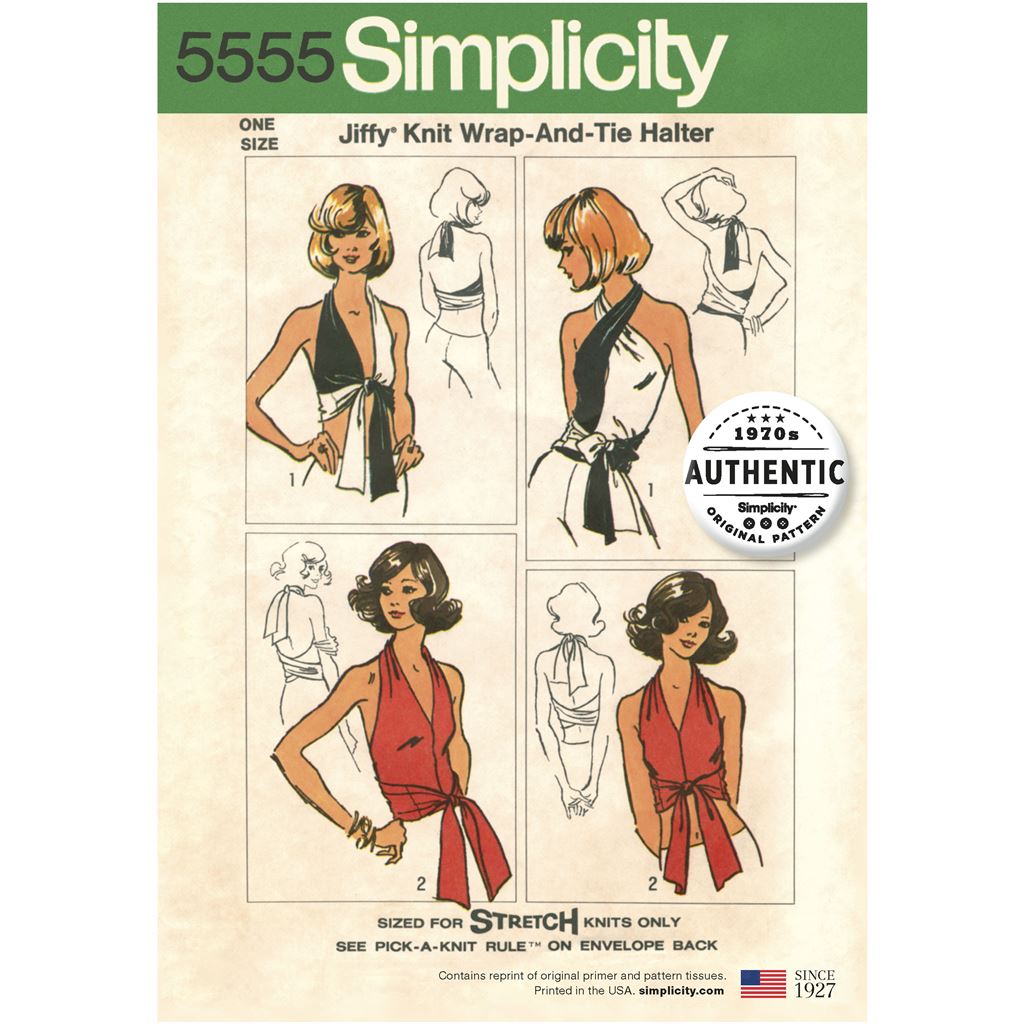 Simplicity Pattern 5555 Womens Vintage Jiffy Knit Wrap and Tie Top Image 1 From Patternsandplains.com