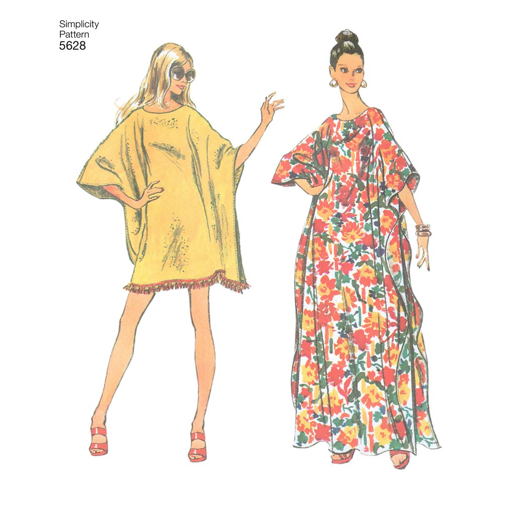 Simplicity Pattern 5628 Womens One Size Vintage Jiffy Caftan Image 2 From Patternsandplains.com