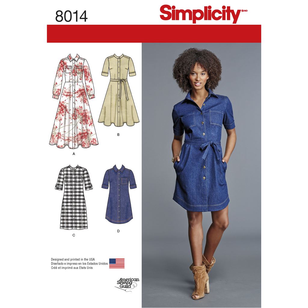 Simplicity Pattern 8014 Women's Shirt Dress - Patterns and Plains Simplicity Pattern 8014 Women's Shirt Dress - Patterns and Plains