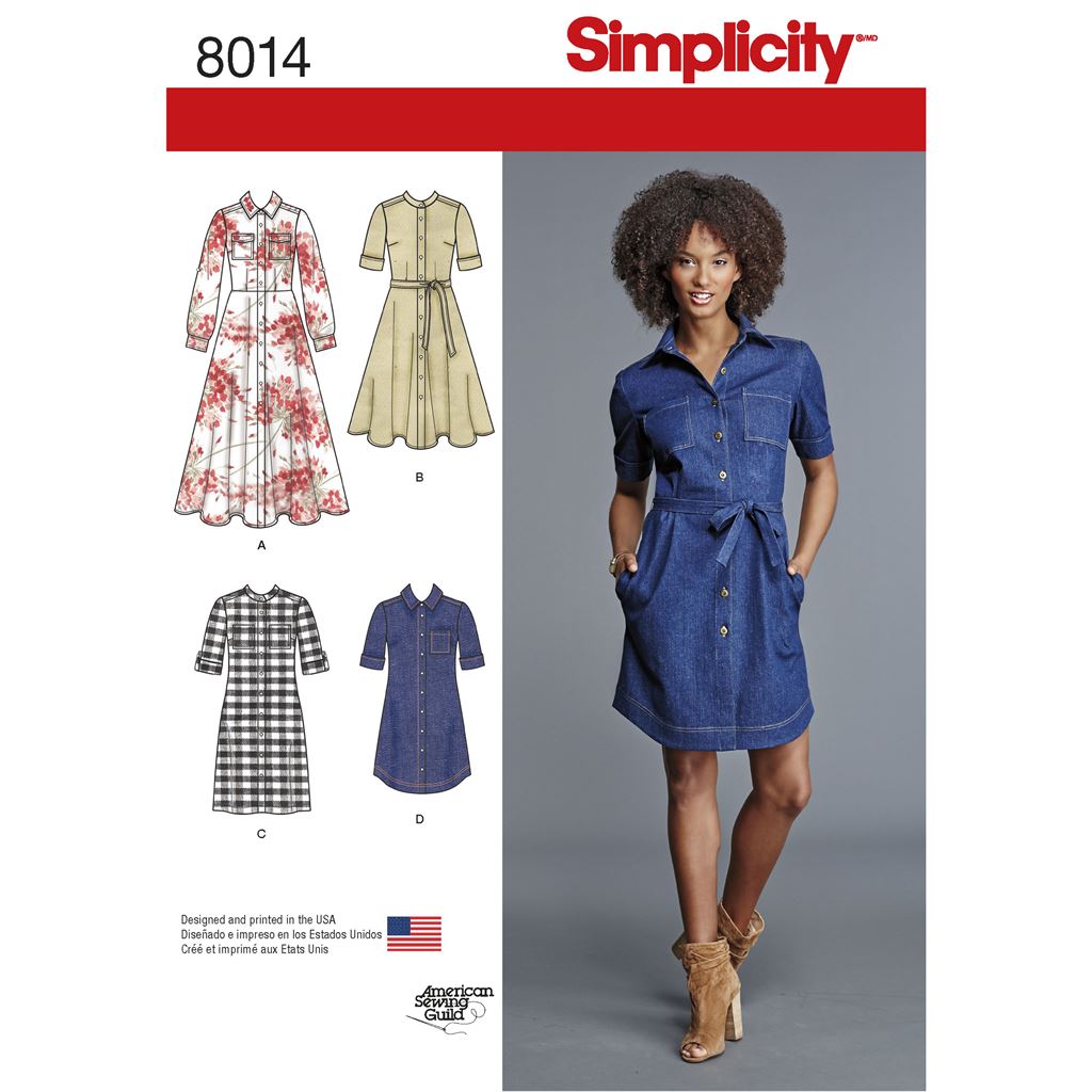 Simplicity Pattern 8014 Womens Shirt Dress Image 1 From Patternsandplains.com