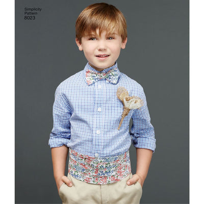 Simplicity Pattern 8023 Boys and Mens Vest Bow tie Cummerbund and Ascot Image 1 From Patternsandplains.com