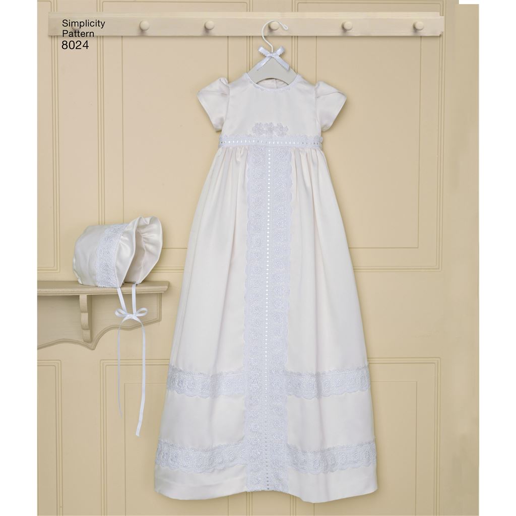 Simplicity Pattern 8024 Babies Christening Sets with Bonnets Image 1 From Patternsandplains.com