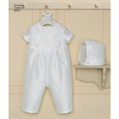 Simplicity Pattern 8024 Babies Christening Sets with Bonnets Image 1 From Patternsandplains.com