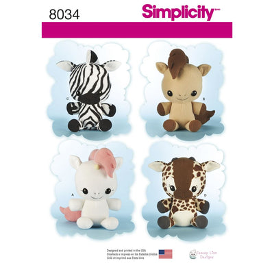 Simplicity Pattern 8034 Animal Stuffies Image 1 From Patternsandplains.com