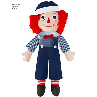Simplicity Pattern 8043 Raggedy Ann and Andy Dolls Image 1 From Patternsandplains.com