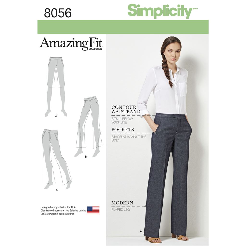 Simplicity Pattern 8056 Amazing Fit Womens and Plus Size Flared Trousers or Shorts Image 1 From Patternsandplains.com