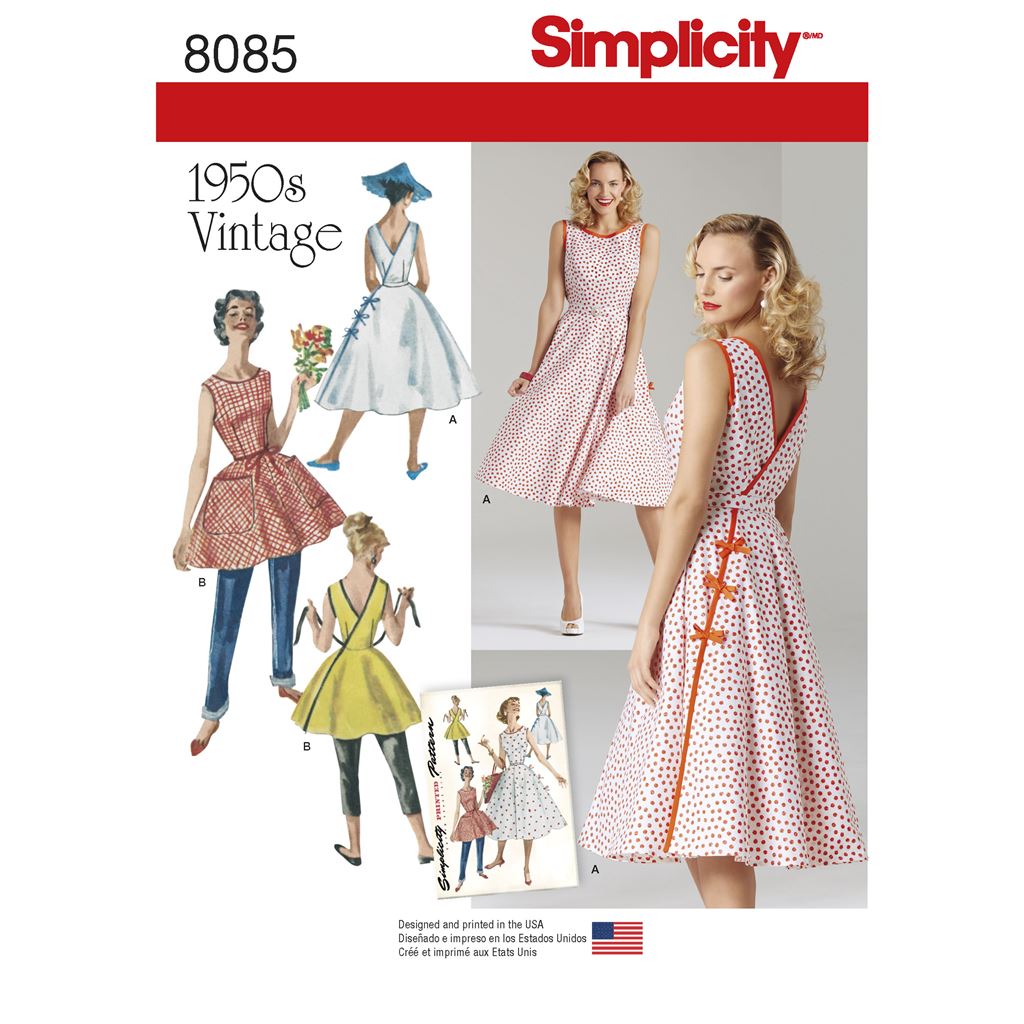 Simplicity Pattern 8085 Womens Vintage 1950s Wrap Dress in Two Lengths Image 1 From Patternsandplains.com