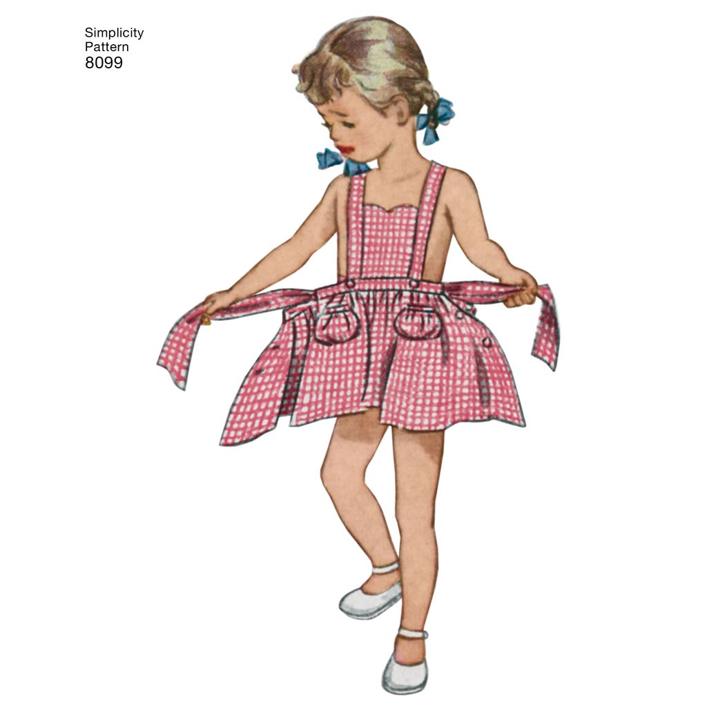 Simplicity Pattern 8099 Toddlers Romper and Button on skirt Image 1 From Patternsandplains.com