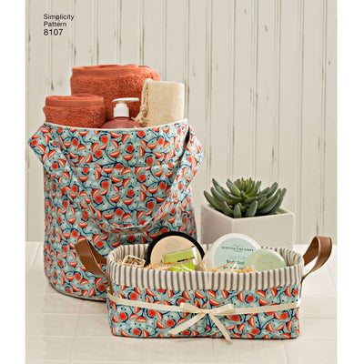 Simplicity Pattern 8107 Bucket Basket and Tote Organizers Image 1 From Patternsandplains.com
