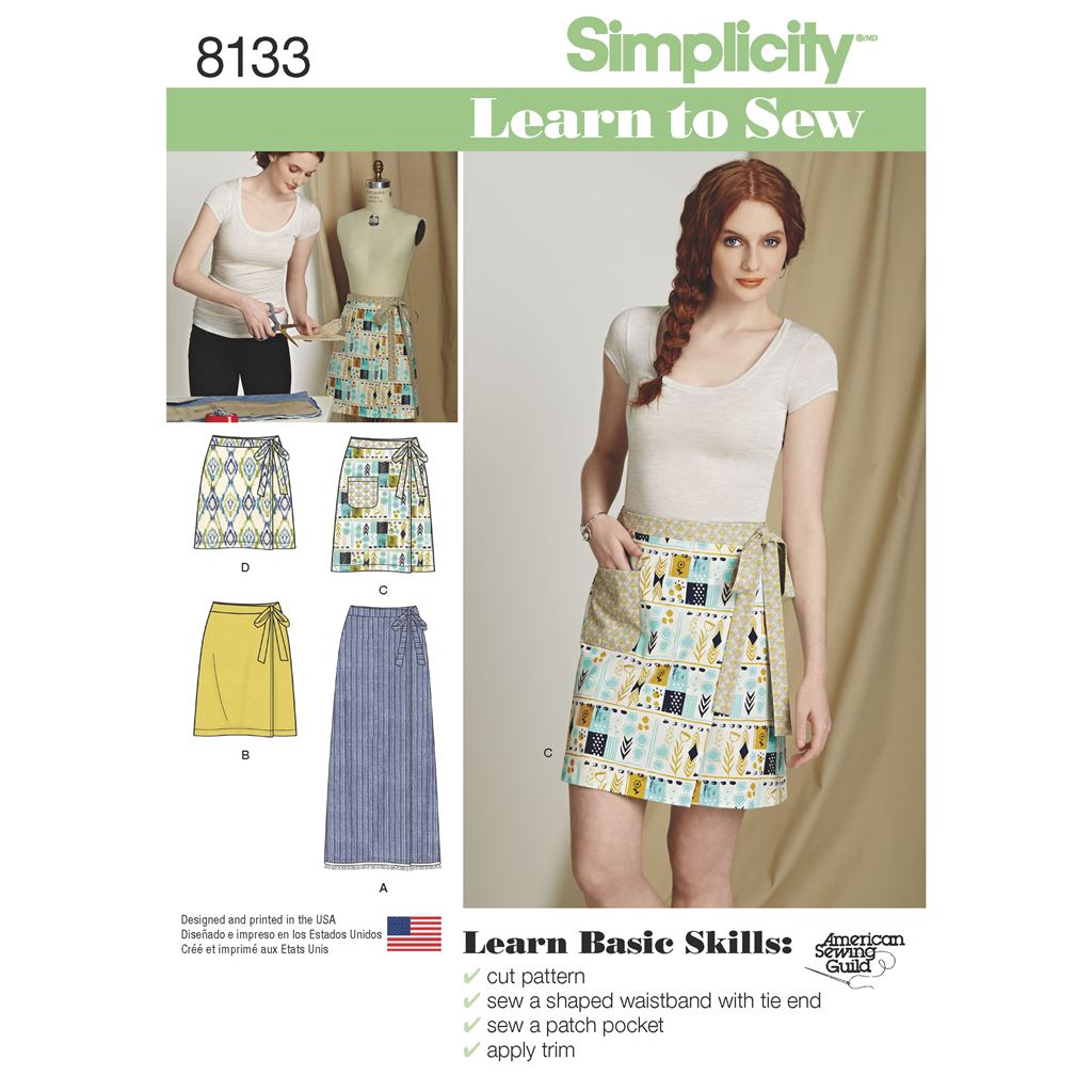 Simplicity Pattern 8133 Womens Learn to Sew Wrap Skirts Image 1 From Patternsandplains.com