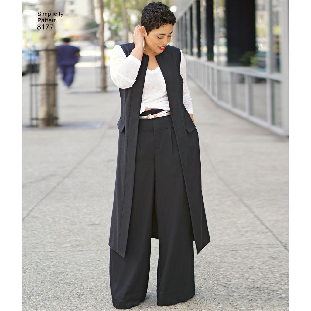 Simplicity Pattern 8177 Mimi G Style Trouser Coat or Vest and Knit Top for Womens and Plus Sizes Image 1 From Patternsandplains.com