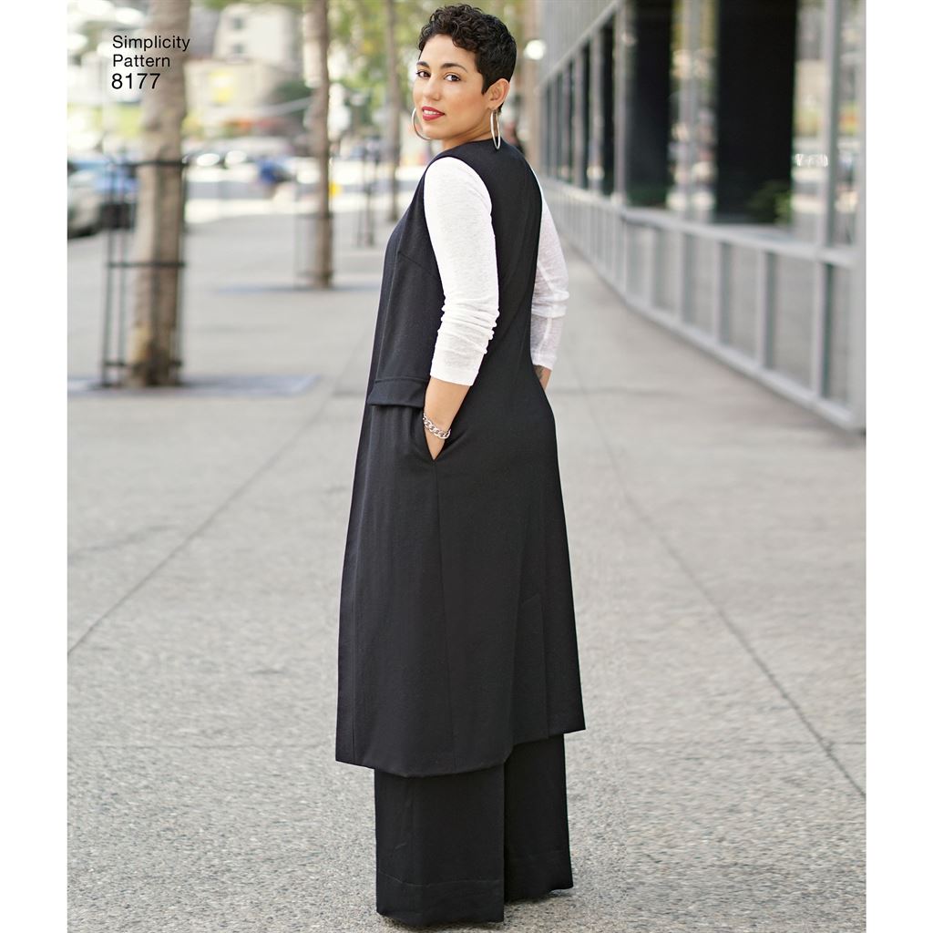 Simplicity Pattern 8177 Mimi G Style Trouser Coat or Vest and Knit Top for Womens and Plus Sizes Image 1 From Patternsandplains.com