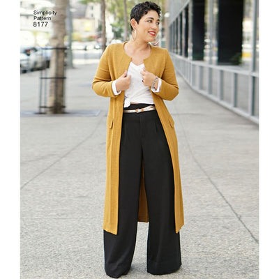 Simplicity Pattern 8177 Mimi G Style Trouser Coat or Vest and Knit Top for Womens and Plus Sizes Image 1 From Patternsandplains.com