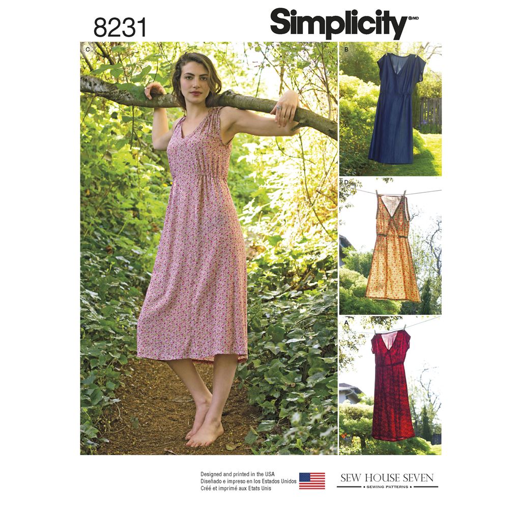 Simplicity Pattern 8231 Womens Dress in Two Lengths Image 1 From Patternsandplains.com