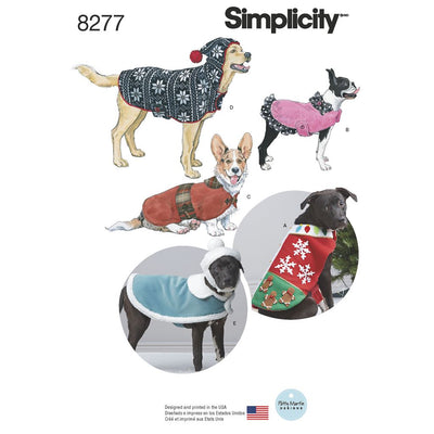 Simplicity Pattern 8277 Fleece Dog Coats and Hats in Three Sizes Image 1 From Patternsandplains.com