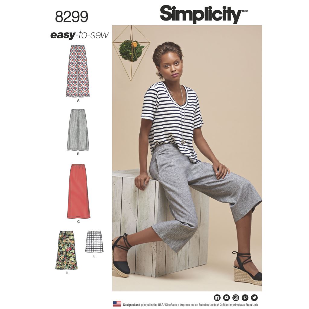 Simplicity Pattern 8299 Womens Skirts or trousers in various lengths Image 1 From Patternsandplains.com