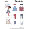 Simplicity Pattern 8304 Babies Leggings Top Dress Bibs and Headband in thress sizes S(17) M(18) L(19) Image 1 From Patternsandplains.com