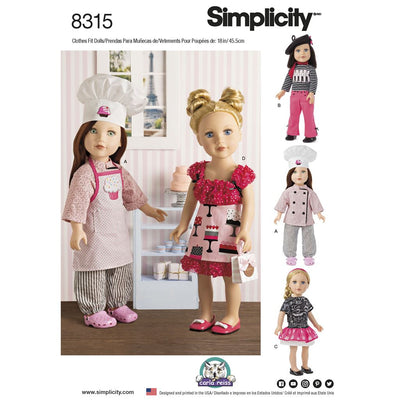 Simplicity Pattern 8315 18 Chef Doll Clothes Image 1 From Patternsandplains.com