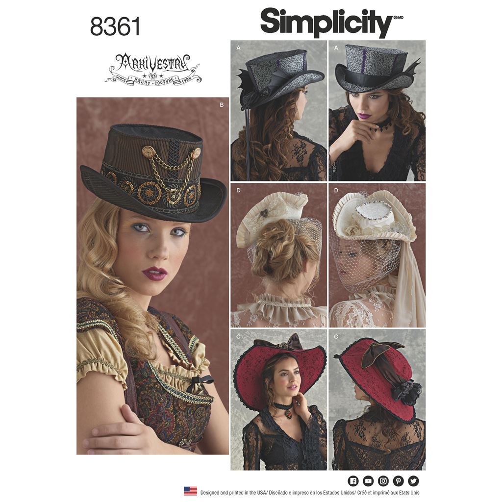 Simplicity Pattern 8361 Hats in Three Sizes S (21) M (22) L (23) Image 1 From Patternsandplains.com