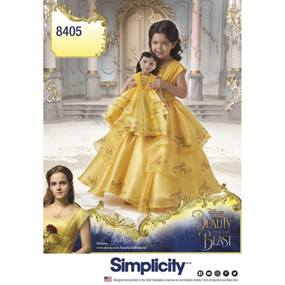 Simplicity Pattern 8405 Disney Beauty and the Beast Costume for Child and 18 Doll Image 1 From Patternsandplains.com