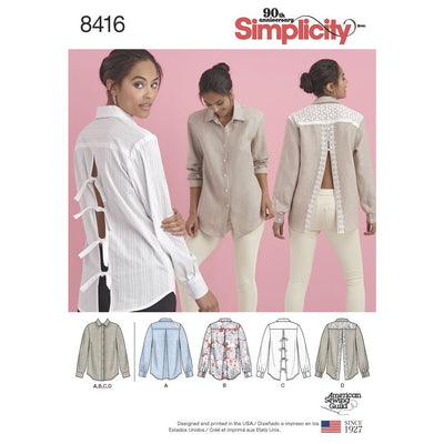 Simplicity Pattern 8416 Womens Shirt with Back Variations Image 1 From Patternsandplains.com