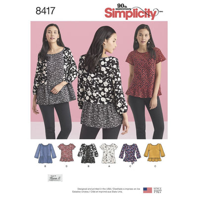 Simplicity Pattern 8417 Womens Pullover Tops with Sleeve and Fabric Variations Image 1 From Patternsandplains.com