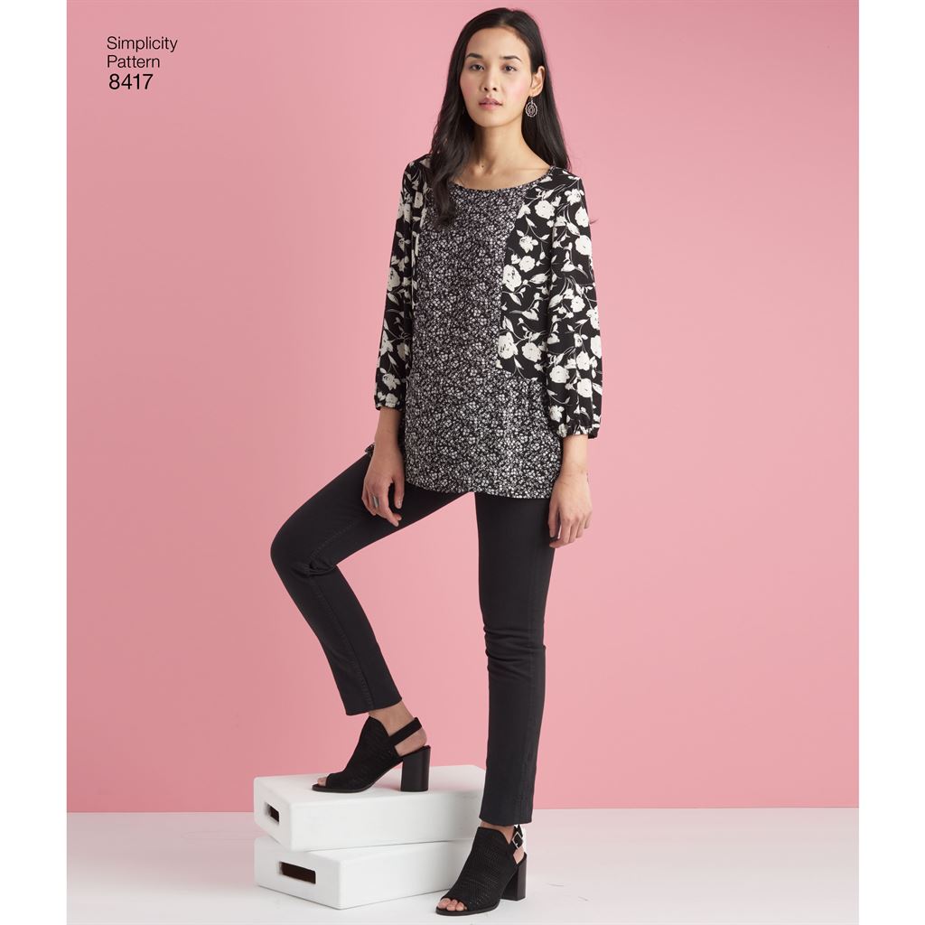 Simplicity Pattern 8417 Womens Pullover Tops with Sleeve and Fabric Variations Image 1 From Patternsandplains.com