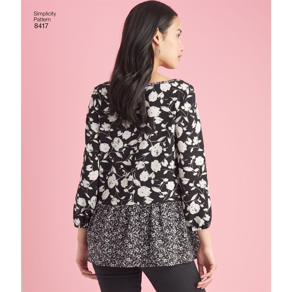 Simplicity Pattern 8417 Womens Pullover Tops with Sleeve and Fabric Variations Image 1 From Patternsandplains.com