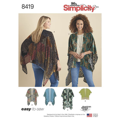 Simplicity Pattern 8419 Womens Kimono Style Wrap with Variations Image 1 From Patternsandplains.com