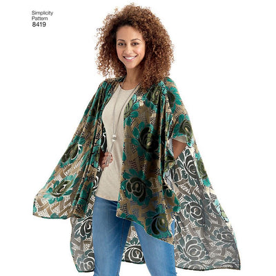 Simplicity Pattern 8419 Womens Kimono Style Wrap with Variations Image 1 From Patternsandplains.com
