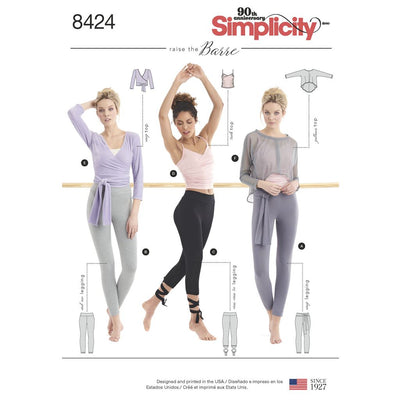 Simplicity Pattern 8424 Womens Knit Leggings in Two Lengths and Three Top Options Image 1 From Patternsandplains.com