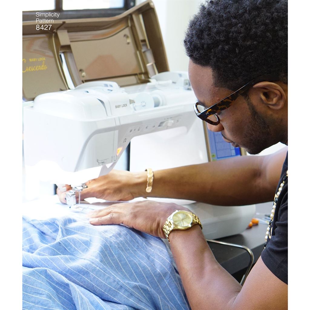 Simplicity Pattern 8427 Mens Fitted Shirt with Collar and Cuff Variations by Mimi G Image 1 From Patternsandplains.com